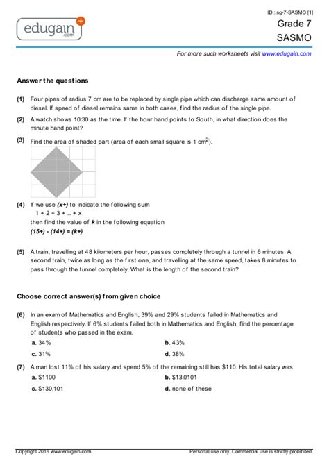 Attempt all 25 questions. . Sasmo 2015 questions and answers pdf